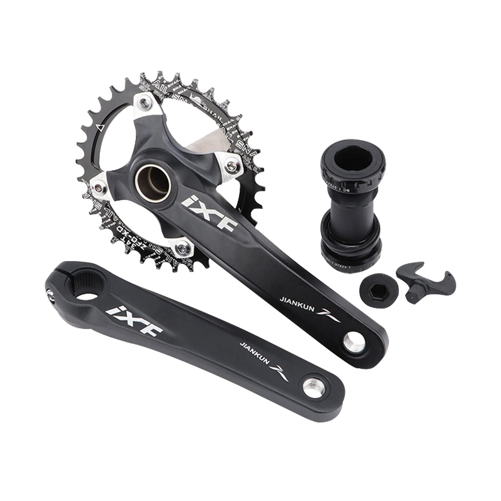 ENGWE Juego de bielas para bicicleta de montaña 32T 34T 36T 38T eje hueco integrado
