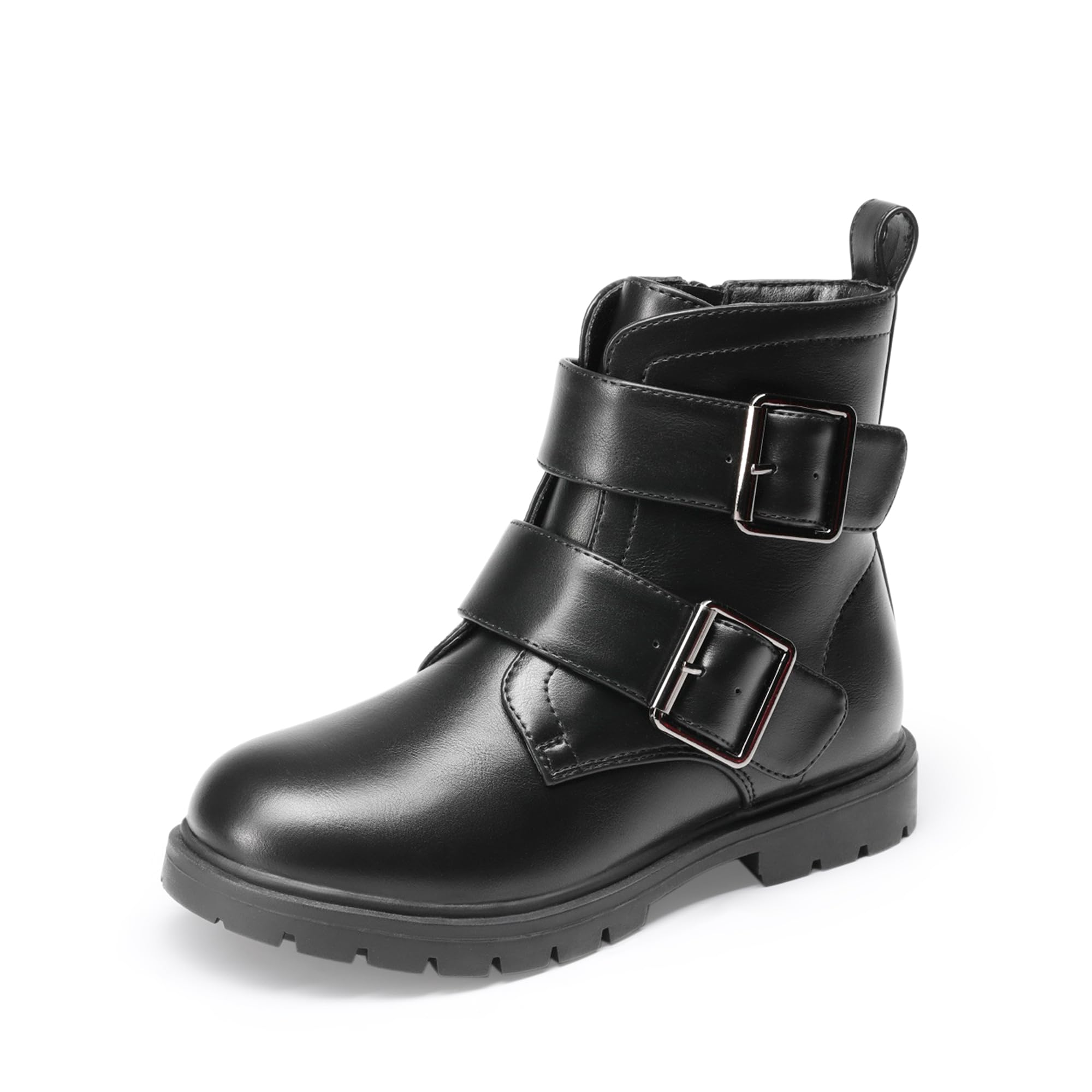 DREAM PAIRS Girls Combat Ankle Boots Side Zipper Kids Fall Boots with Buckles Toddler/Little Kid/Big Kid