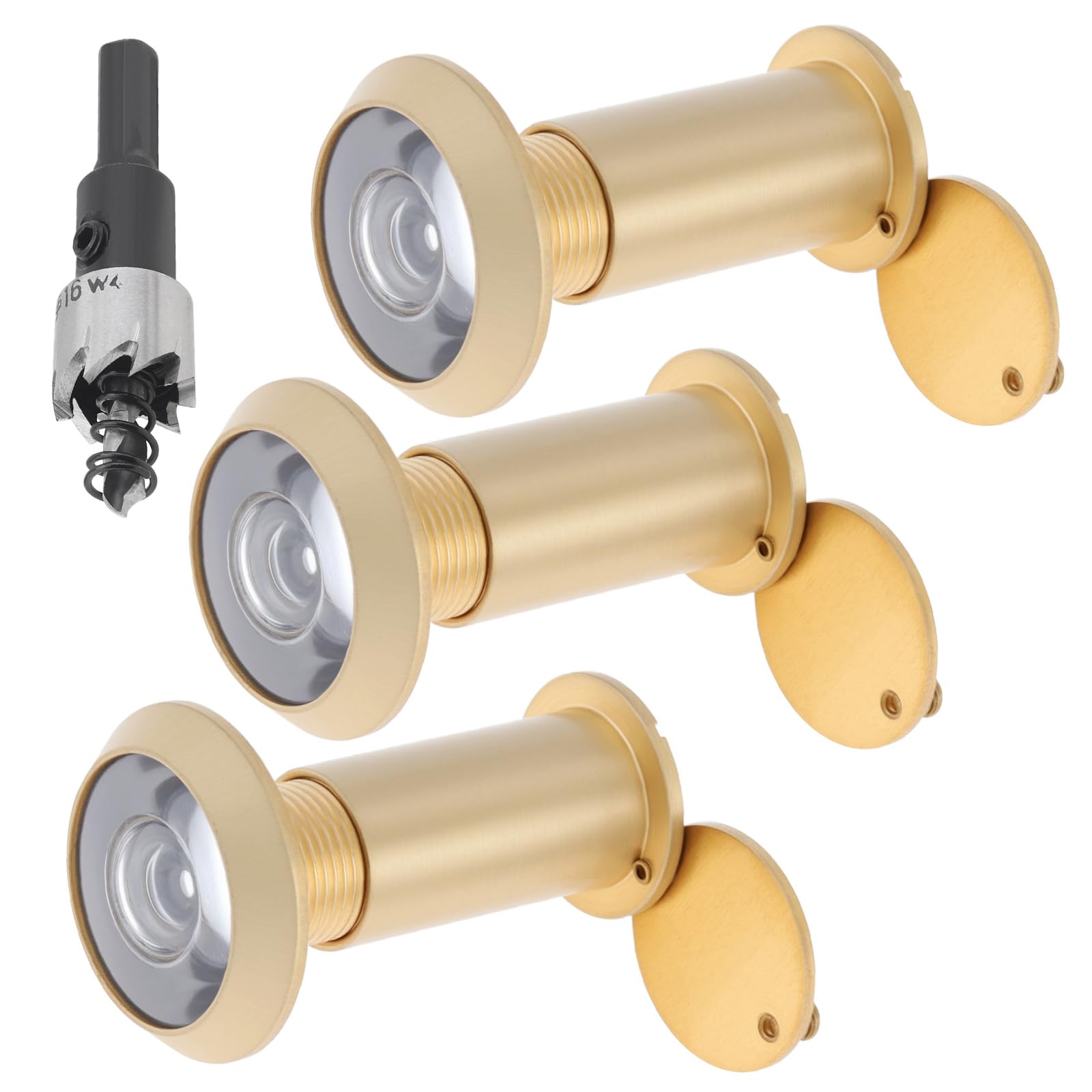 Türspion Guckloch, Guckloch mit 16 mm Bohrer für 3,8 cm bis 2-3/8 Zoll Türen, 200 Grad breiter Betrachtungswinkel, Türspion für Haustür mit Sichtschutz, Goldfarben