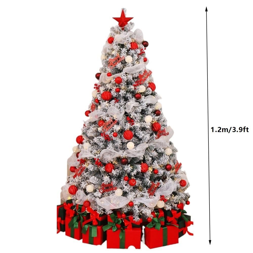 Sapin de Noël Artificiel Haut de Gamme floqué Neigeux de 1,2 m (3,9 pi) for la décoration de Noël à la Maison ou au Bureau