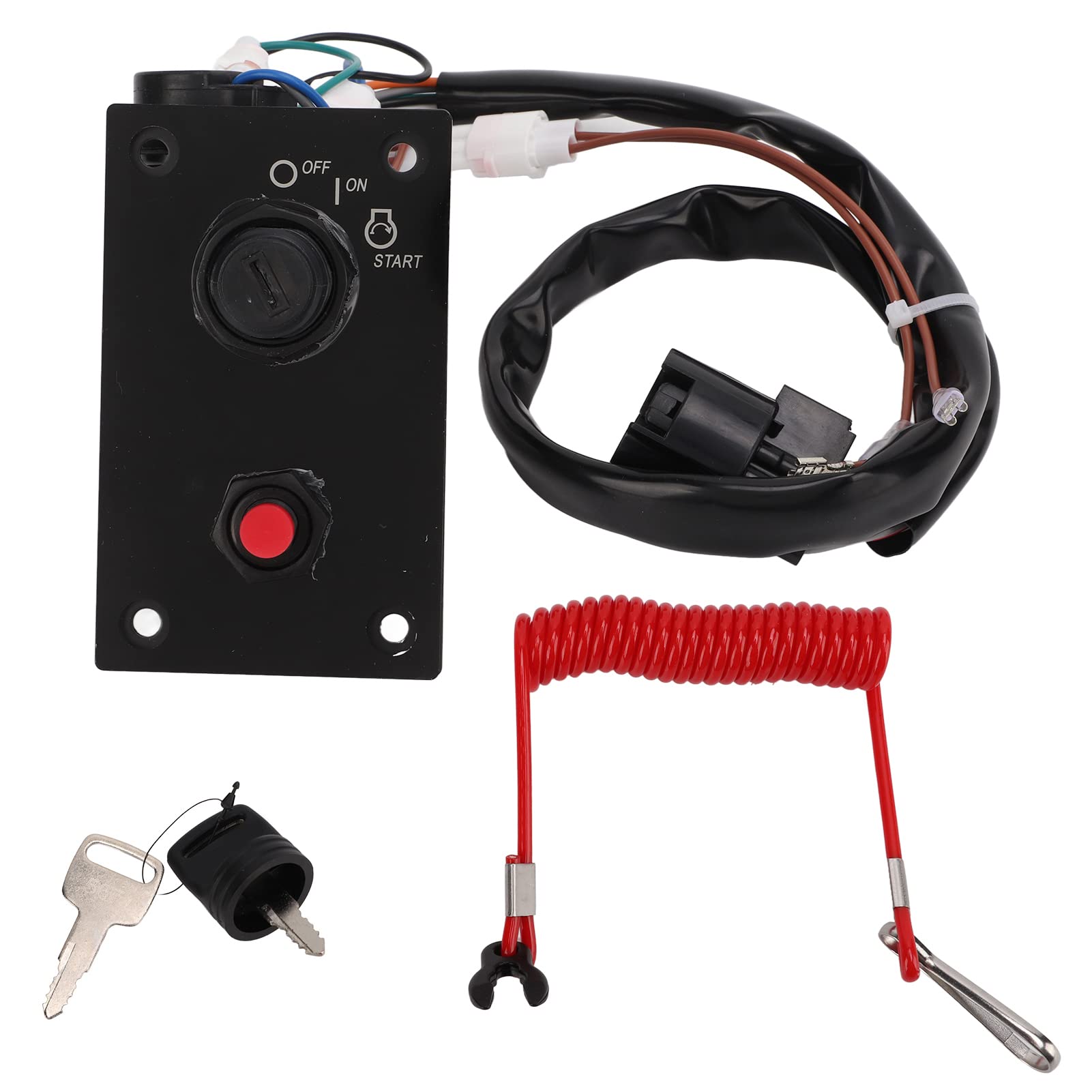 Keenso Panneau d'allumage de moteur hors-bord marin PC ABS métal clé unique verticale 12 V remplacement pour 37100 96J24 37100 96J14 pour double commande verticale du moteur hors-bord