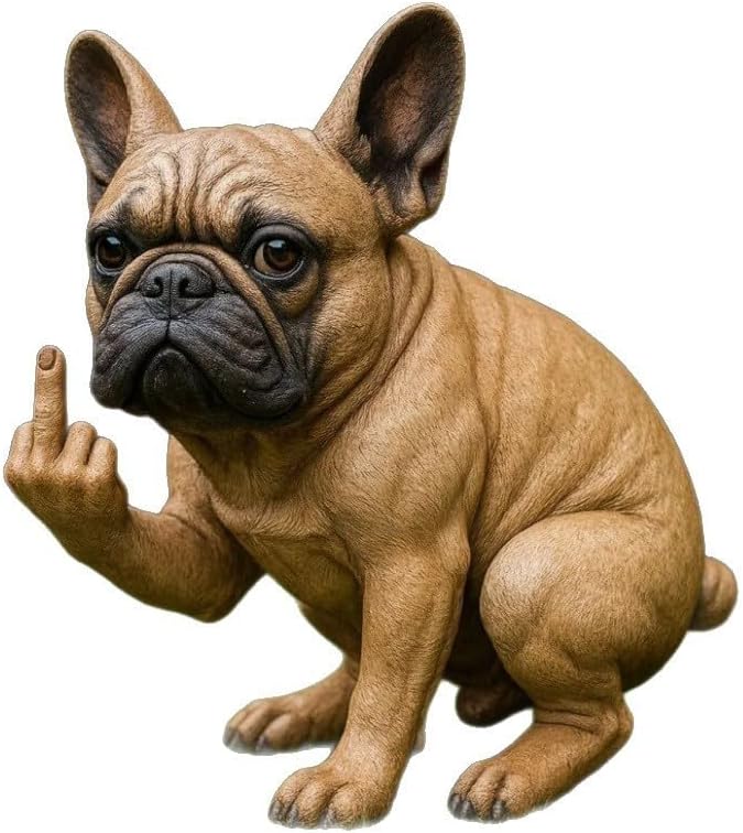 French Bulldog Garden Statue, Funny Outdoor Dog Figurine, Faux Bronze Finish (A)