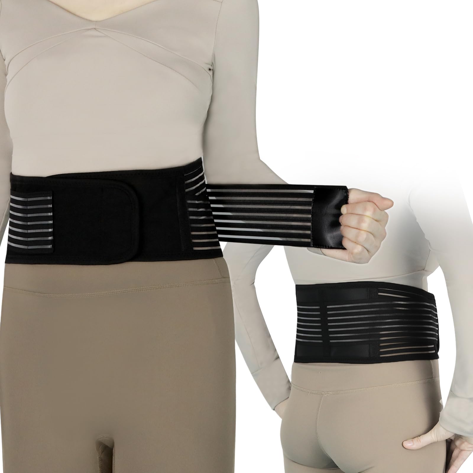 KkaFFe Back Support with Magnet, Tourmaline Magnetic Back Braces for Lower Back Pain Relief, Self Heating & Soothing Back Support Belt, Lumbar Support Belt for Herniated Disc/Sciatica (Large)