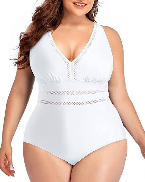 Daci Women Plus Size One Piece Swimsuit with V Neck