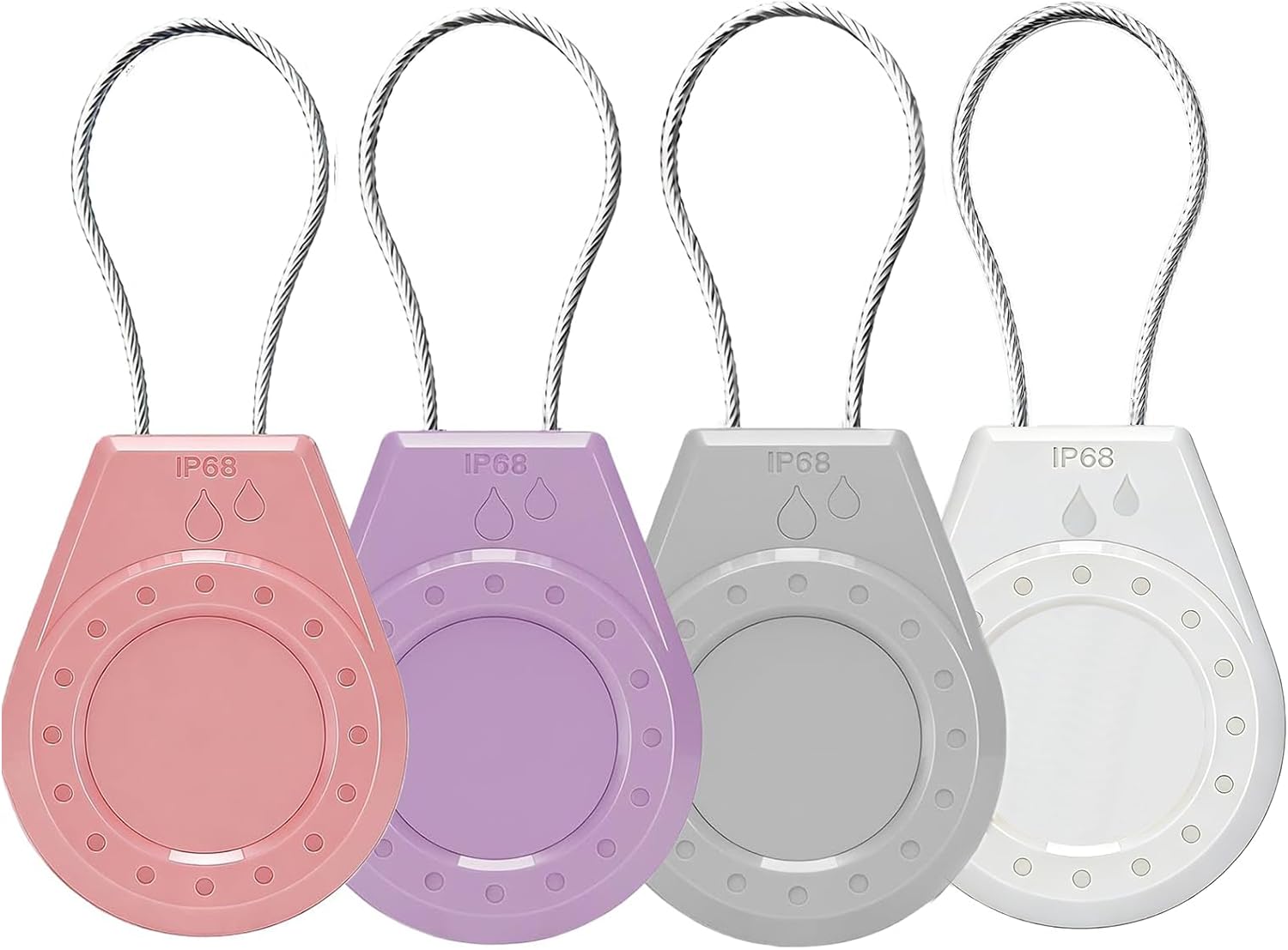 Air Tagholder Keychain Case with Steel Wire Cable &amp; Hex Lock, Waterproof Anti-Lost Shockproof Cover Compatible with Apple Air Tag for Luggage, Backpack, Keys (Pink+Purple+Gray+White)