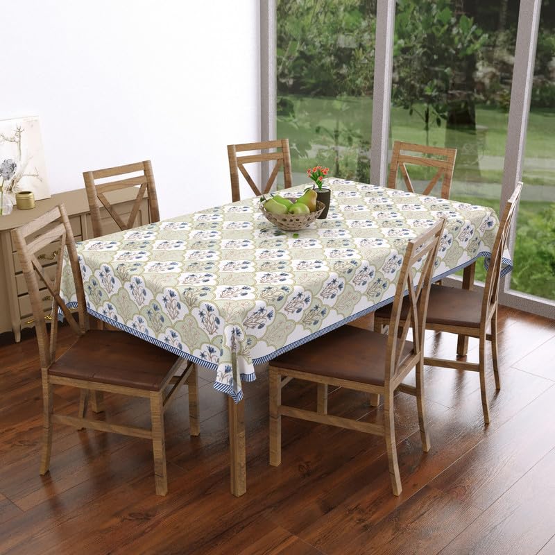 Texstylers Premium Cotton Block Print White Table Cloth 60x90 Inches | Handcrafted Dining Table Cover for 6 Seater | Elegant Rectangular Table Linen for Home & Parties, Pack of 1, Floral_08-image-19
