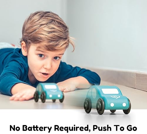 Miniatura 3 de Wanborns Juego de juguetes de madera para niños pequeños, camiones Push and Go First Play para bebés de 18 meses y 2 años, 6 piezas de mini