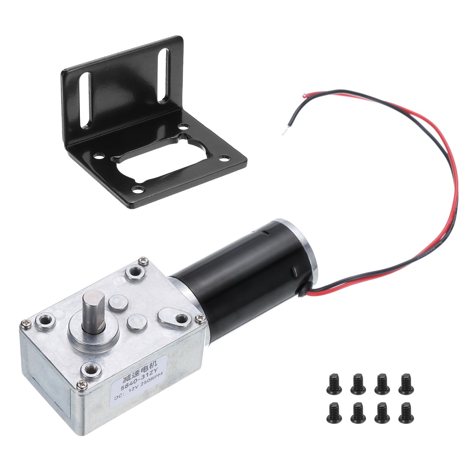 MECCANIXITY DC 12V High Torque Turbine Worm Geared Motor with 8mm Shaft 250RPM Geared Motor with Wire for Electric Fireplace
