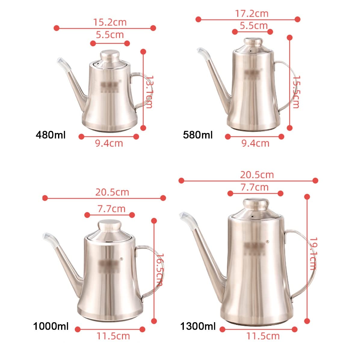 Dispenser per olio d'oliva con coperchio antipolvere, ampolla per aceto in acciaio inox con filtro e beccuccio antigoccia per cucinare e servire comodamente