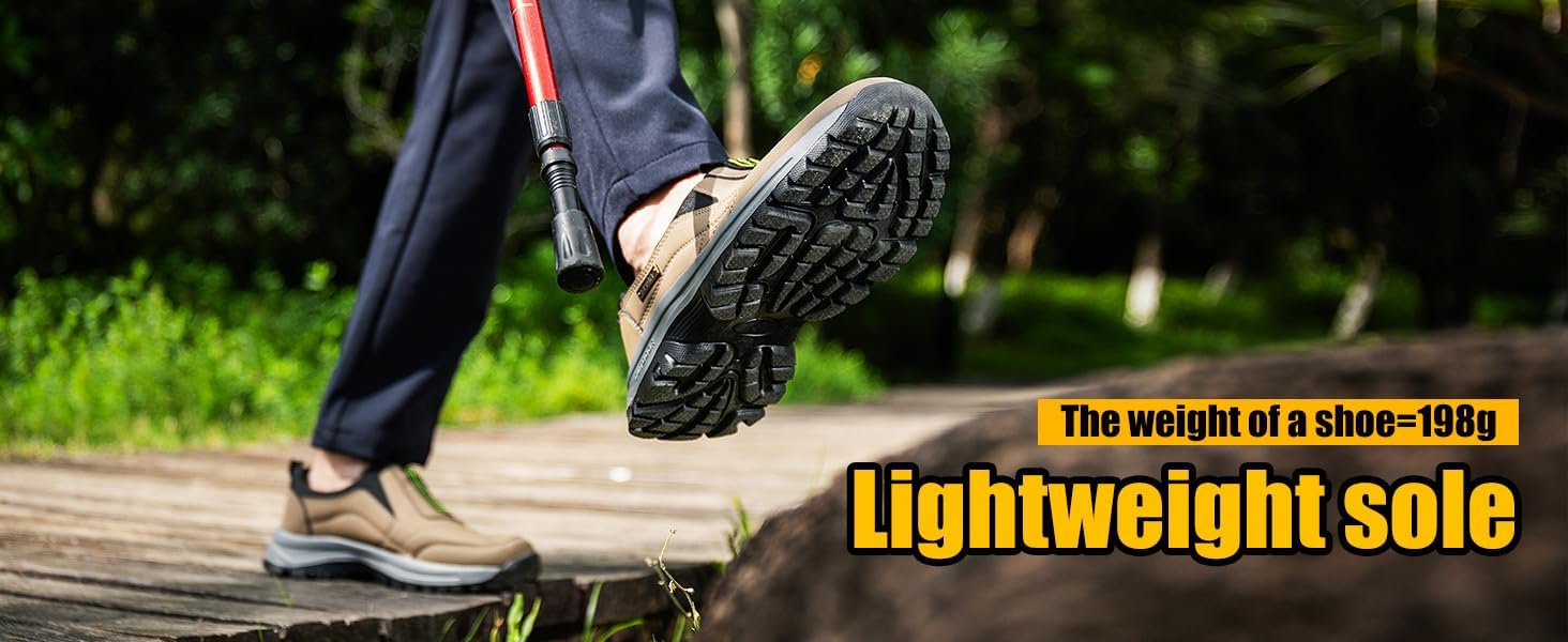 Men's Hands Free Slip in Loafers Walking Shoes for Men Slip on Casual Shoe Comfortable Breathable Hiking Working All-Terrain Ankle Boots Trekking