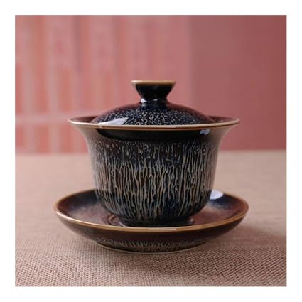 JSJJQAZ Orchid Hand-Glazed Ceramic Tureen with God kung fu Tea Bowl Tea Bowls Clutch (Color : Brown)