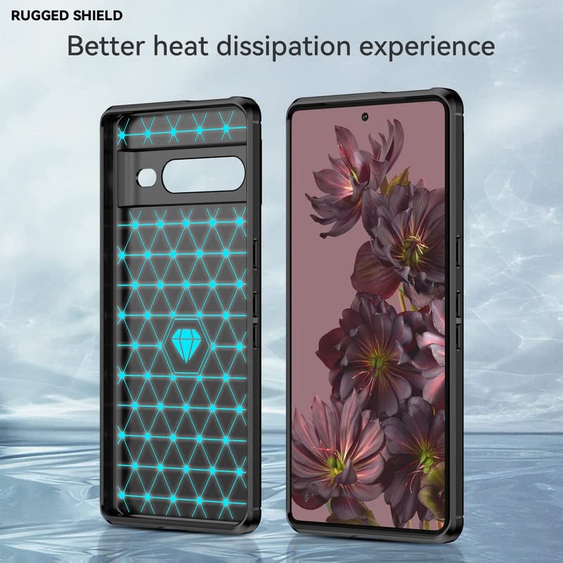 Image of NPRC Hybrid Ultra Slim Protective Case TPU Non-Slip Carbon Fiber Texture Shockproof Case Cover for Google Pixel 7 pro - Black