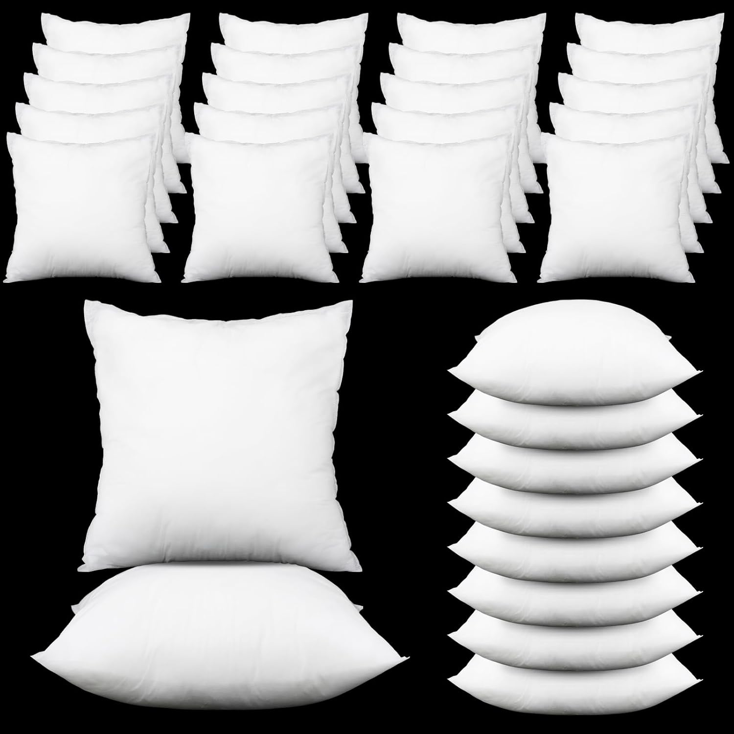 Soaoo Set of 30 Fluffy Throw Pillows Insert Bulk 18x18 Inches, Filled in 400g Polyester Stuffer, White Inserts for Decorative Pillow for Couch Sofa Bed Seasonal Decorating DIY Craft Cushion Fillers