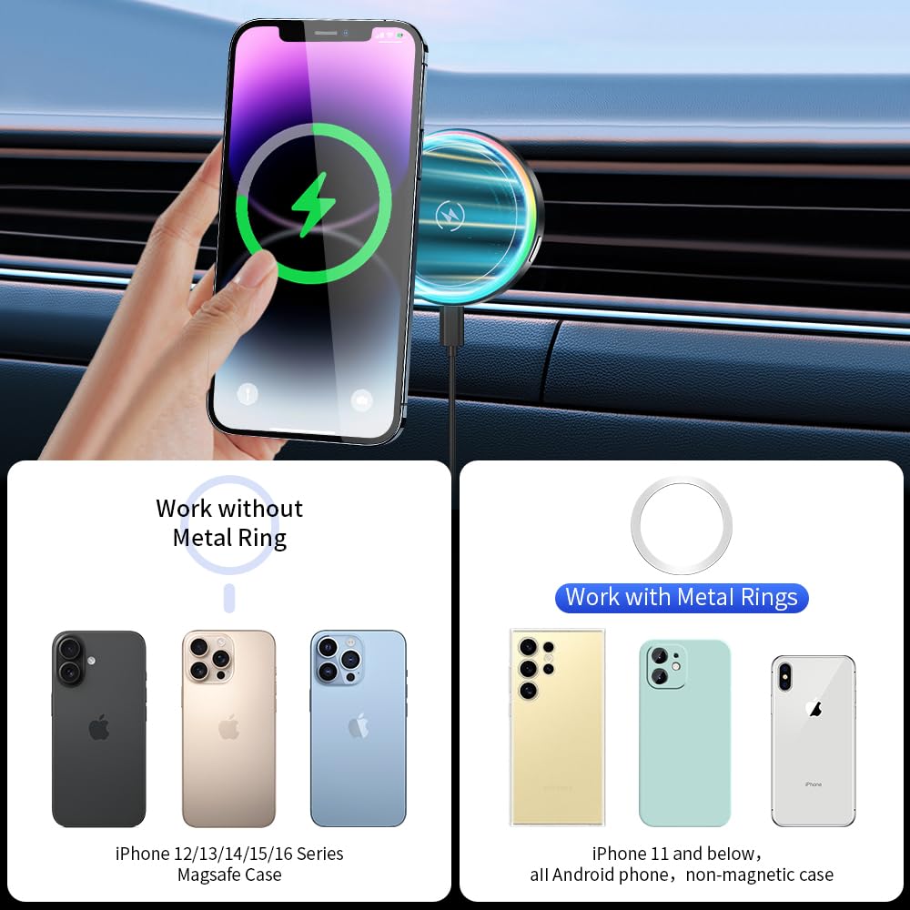 Magnetische Autohalterung für Chevrolet Chevy Camaro 2016, 2017, 2018, 2019, 2020, 2021, 2022, 2023, 2024, Auto-Zubehör, beste Handyhalterung, schnelles 15 W kabelloses Ladegerät