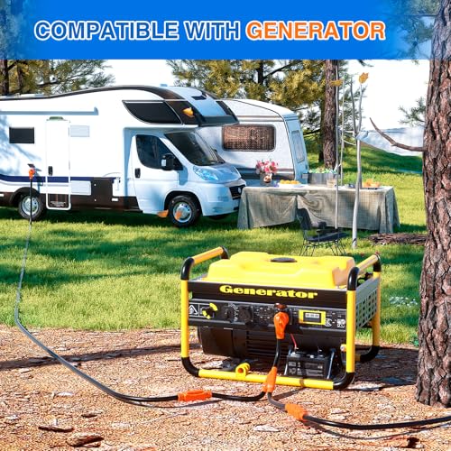 Image of Nilight 50 Amp to 15 Amp RV Y Splitter Adapter Cord 50A Male Plug to Two 15A Female 125V Household Outlet NEMA 14-50P 5-15R Pure Copper STW 10 AWG Cable for RV Camper Generator