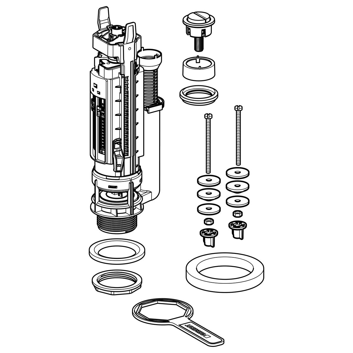 mécanisme - type 290 - double touche chromé brillant - geberit 282.300.21.2