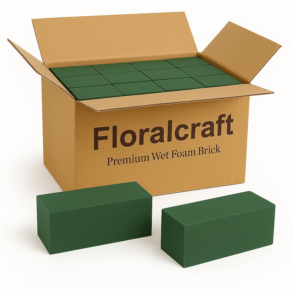 Premium Wet Floral Foam Bricks (Box of 20) Foam Blocks for Fresh Flower Arrangements, Wedding, Funeral & Craft Displays