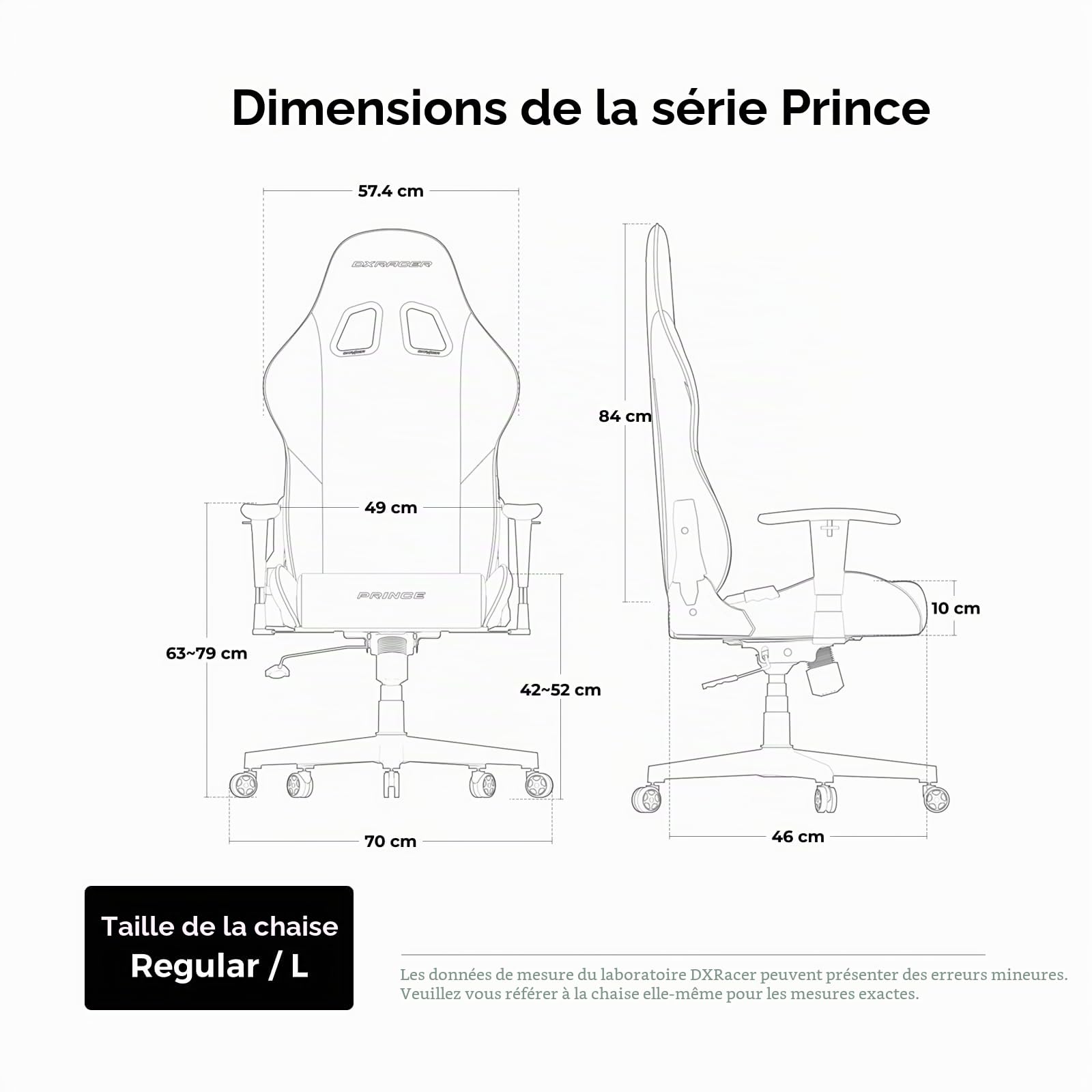 DXRacer Prince L Noir Simili Cuir PVC la Chaise Gaming Originale