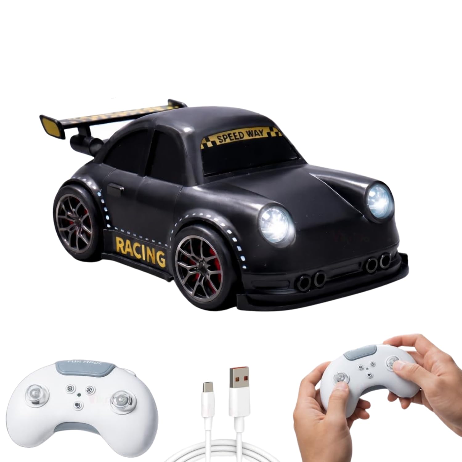 Rechargeable Gesture Sensor Wall Climbing RC Car Toy | 360° Rotating Anti-Gravity Remote Control Car with LED Lights, USB Charging & Indoor Racing Toy for Boys & Girls (Black)-image-20