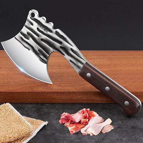 Cuchillo de carnicero hecho a mano con forma de hachas, forjado, resistente al carbono, cortador de deshuesos, cortador de verduras, cuchillo de
