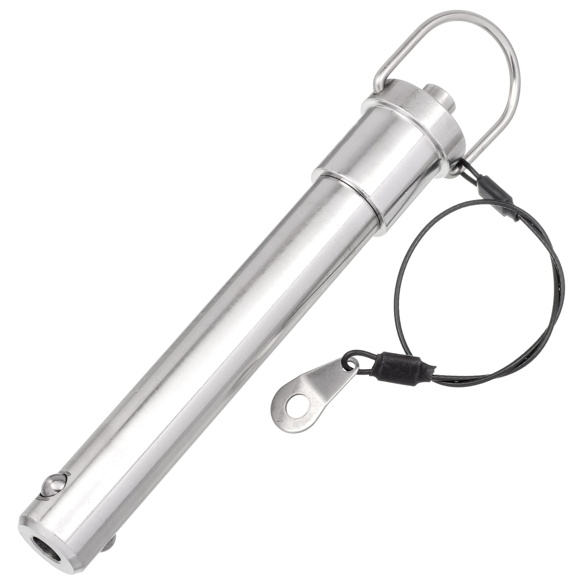 HALLMERS 20mm Pin Diameter 100mm Usable Length Quick Release Ball Head Pin Lock With 260mm Retaining Wire Cable - Stainless Steel - Self Locking Fasten Security Bolt Accessory Push Pull Fastening Tool