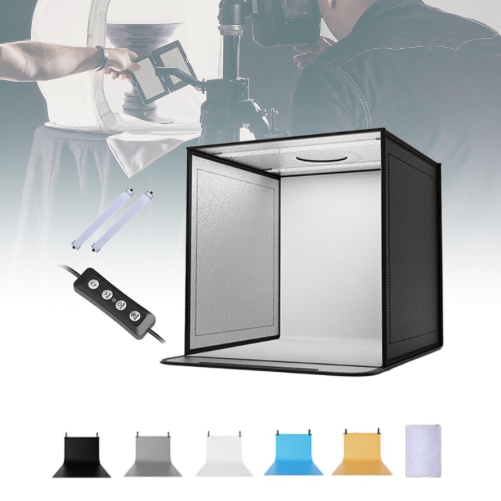 Photo Transportable Boîte Lumière Photographie Prise de Vue Multiangles Éclairage Fourni Tissu Bijoux Cosmétiques Accessoires Adapté, 2 Lumières avec Variateur, 40cm