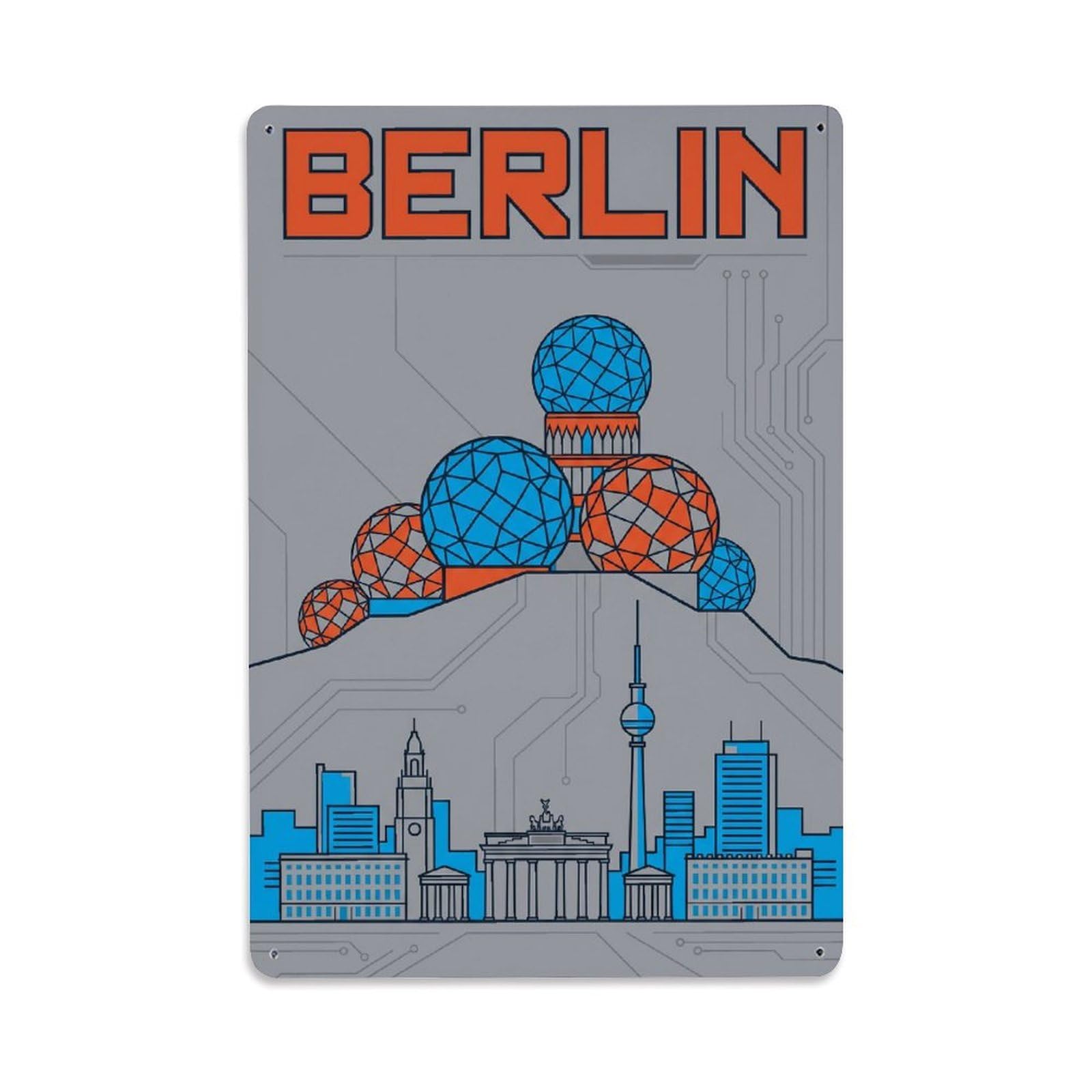 Gead 8X12inch Style Vintage Travel Berlin Germany Craftsmanship Metal Tin Sign