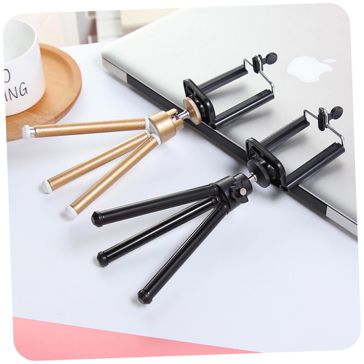 NUOBESTY Retractable Mini Phone Tripod for Photography Compact Section Mobile Support with Grip Pads Holder for Smartphones and
