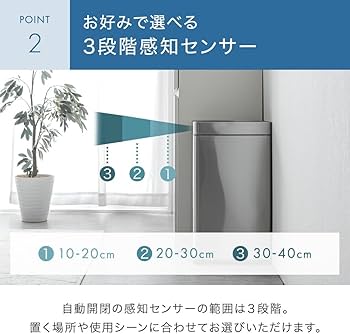 Amazon｜タンスのゲン ゴミ箱 自動 45L【匂いを抑えるオゾン消臭