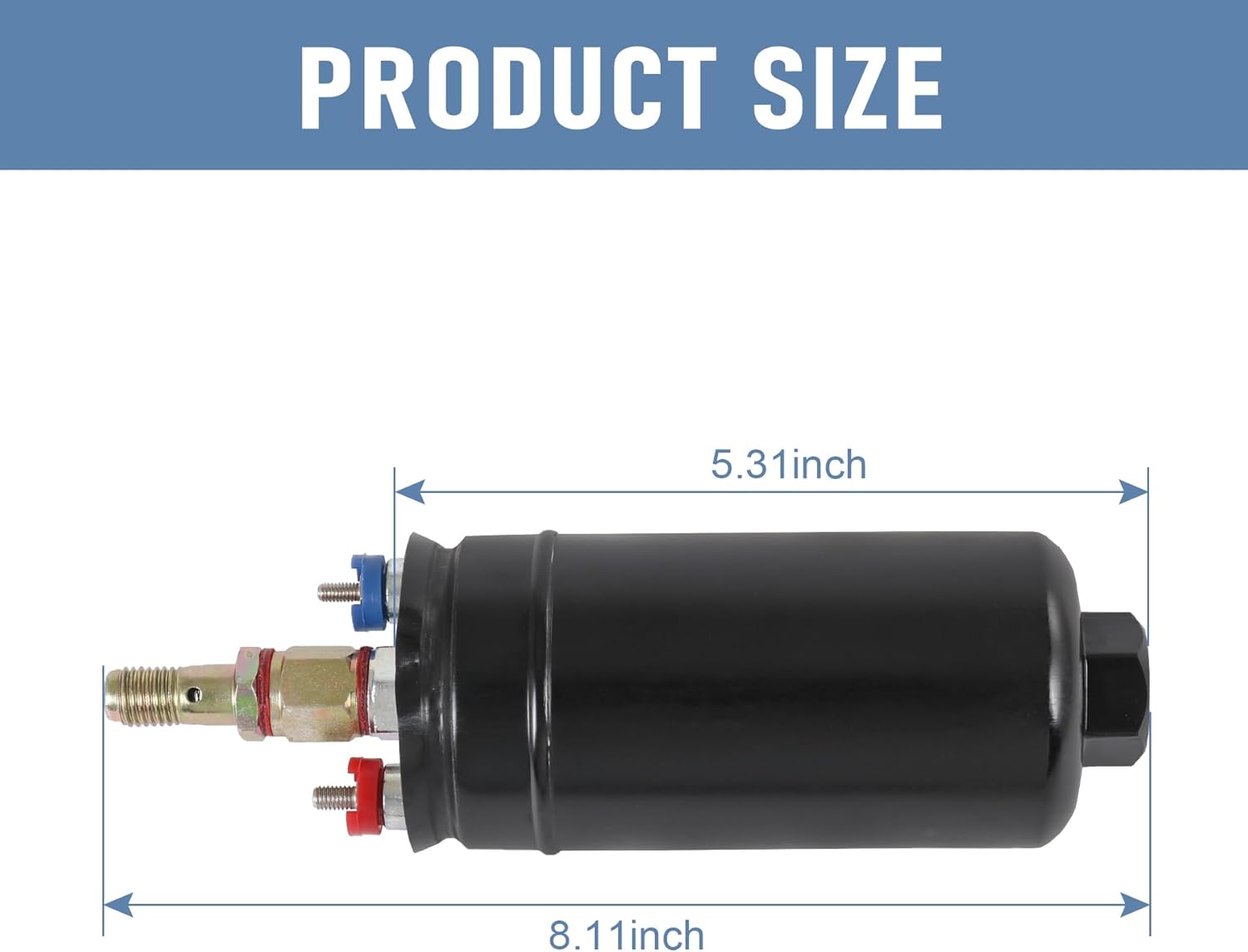 External Inline Fuel Pump Electric 300LPH High Flow 12V Replacement For 0580254044 044 Universal Fuel Injection Pump AN10 Inlet / AN6 Outlet