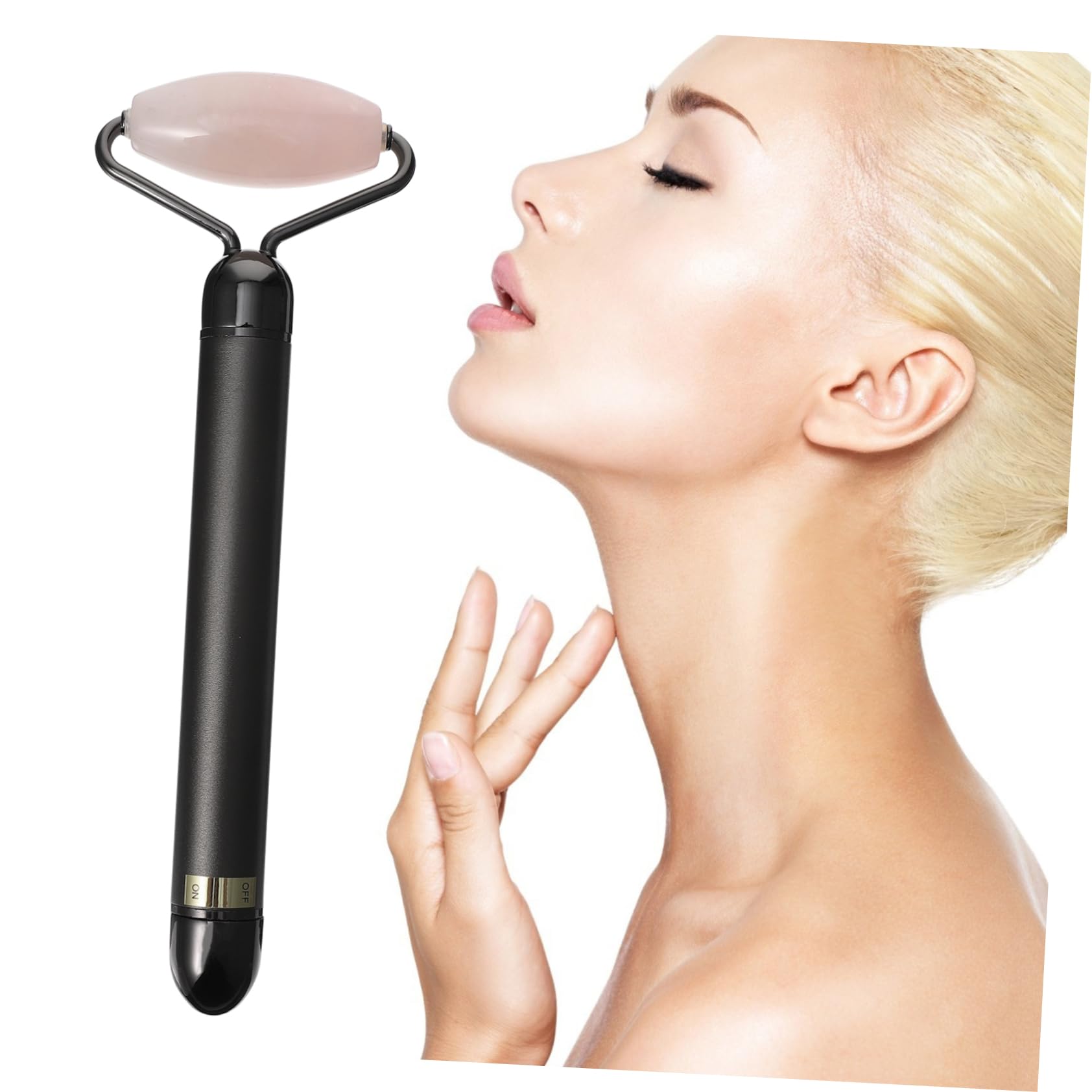 3-in-1 Jade Gesichtsroller aus Jademehl Kristall, Schwarz