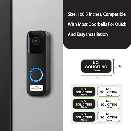 Miniatura 2 de Letrero pequeño de No Soliciting para casa, 1 x 0.5 pulgadas, compatible con la mayoría de timbres de puerta, resistente a la intemperie y