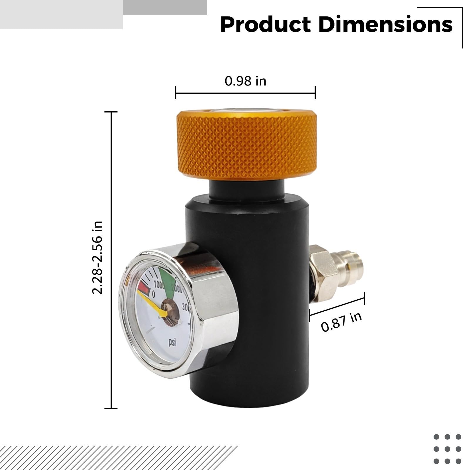 Adaptateur de réservoir de CO2, adaptateur de remplissage à distance avec jauge de 3000 psi, connexion rapide pour systèmes à distance, filetage G1/2-14 pour la plongée et la lutte contre