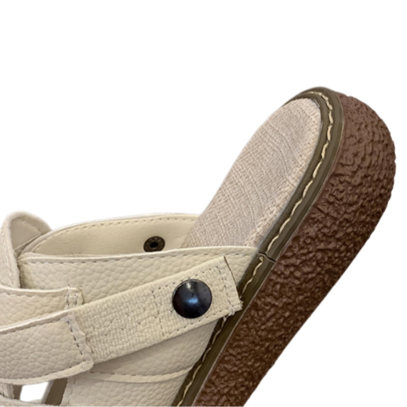 Zoccoli Sanitari Donna 2-Way Cave Pu Mule Slides, Chiuso Toe 3cm Sandali di Piattaforma in Gomma con Fodera per L'indossamento Giornaliero Estivo-beige-35