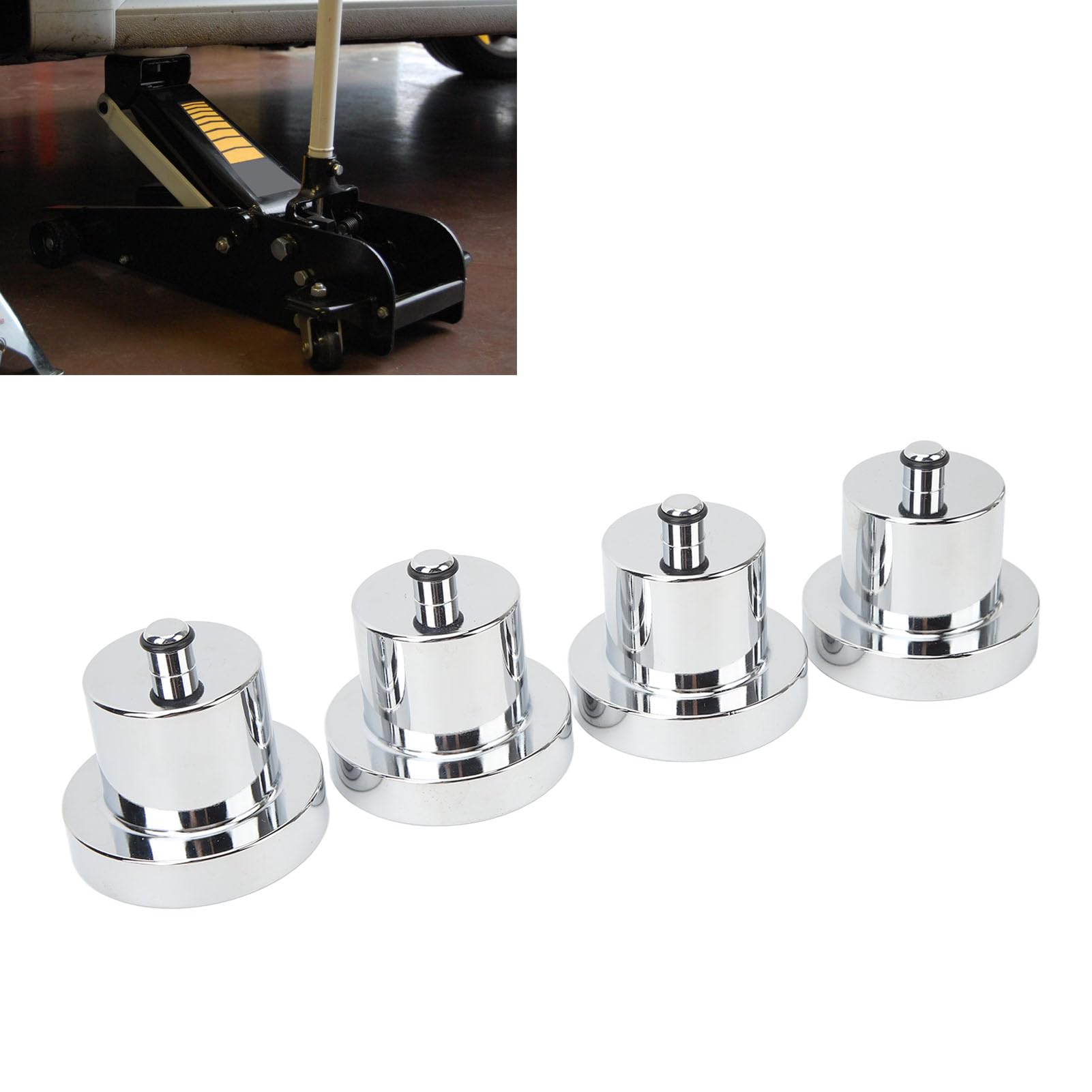 VOBOR 4 Stück Wagenheber-Pad, Silbrige Aluminiumlegierung, Hebepunkt-Wagenheber-Adapter, Pucks, Wagenheber-Pad-Ständer für Rivian R1T R1S