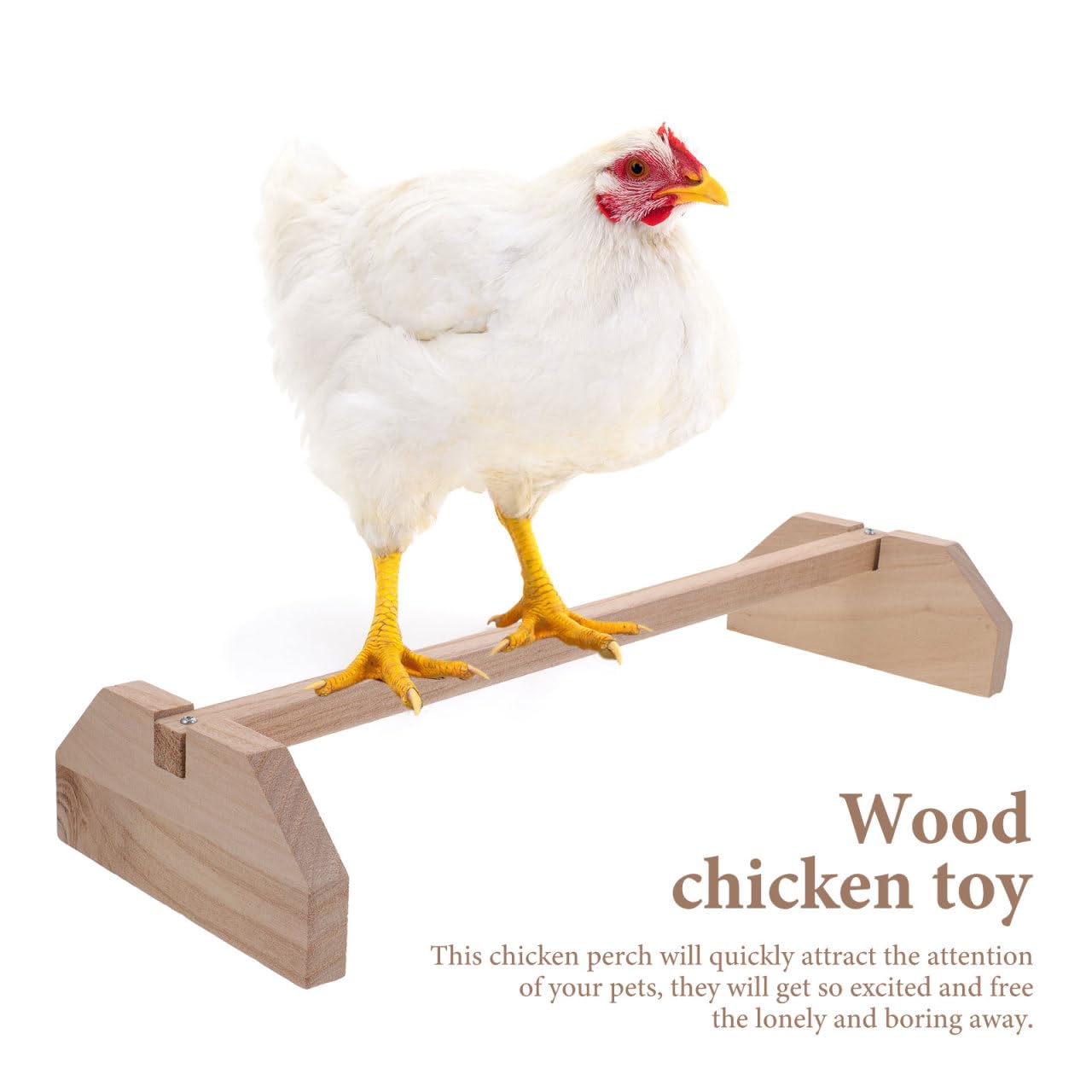 Hemobllo Perchoir pour Poules en Bois Naturel 40cm, Support d'Entraînement Stable à Base Triangulaire pour Poussins, Jouet de Poulailler Fait Main pour Volailles et Grands Perroquets (Aras)