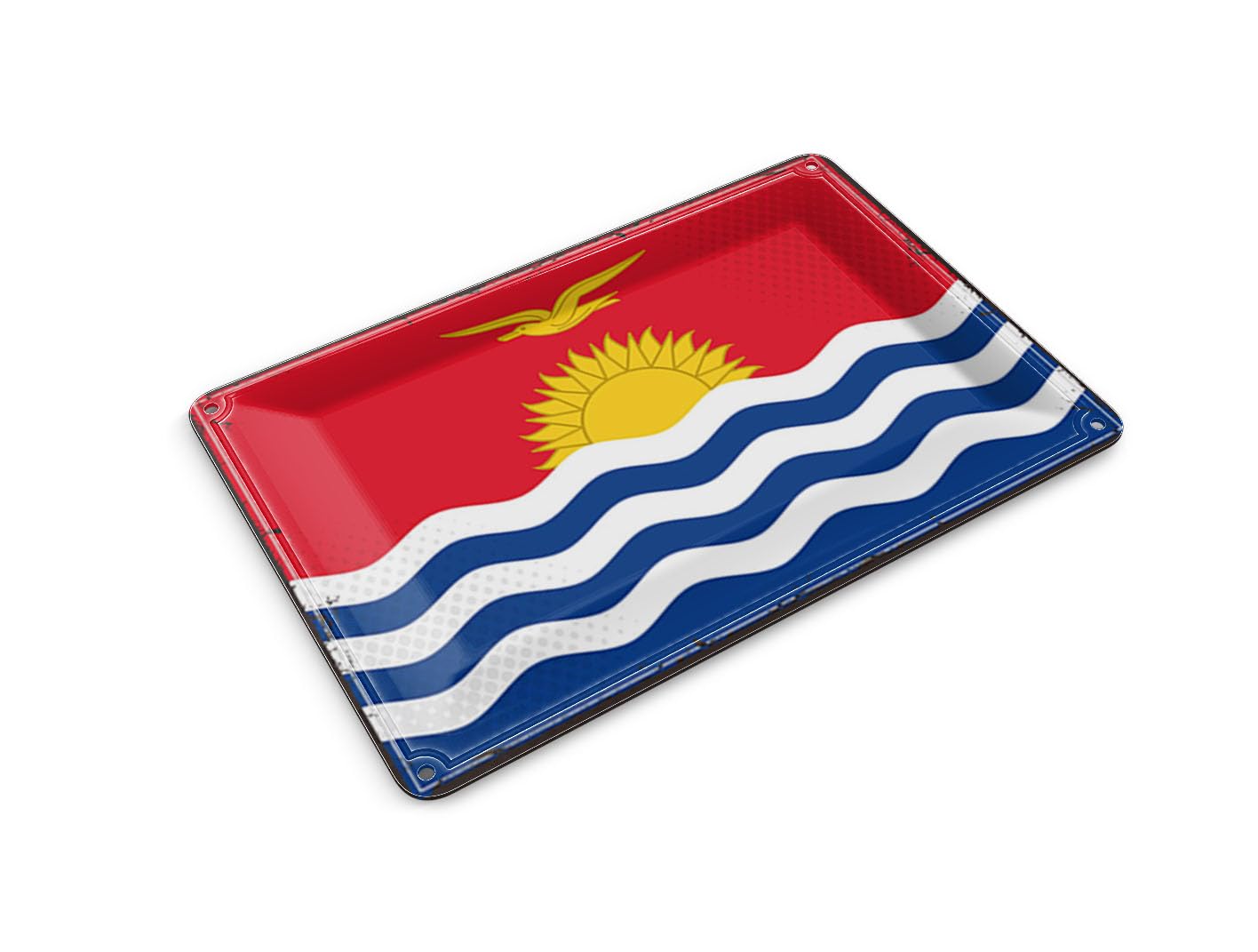Femer Tin Postcard Kiribati Flag 14 x 10 cm Retro Flag of Kiribati Decorative Sign