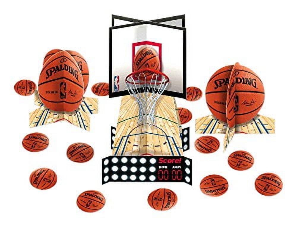 Spalding Basketball Table Decorating Kit - Slam Dunk Party Decor (23 Pc Set) - Sports Theme Centerpieces for Birthdays, Game Day & Events