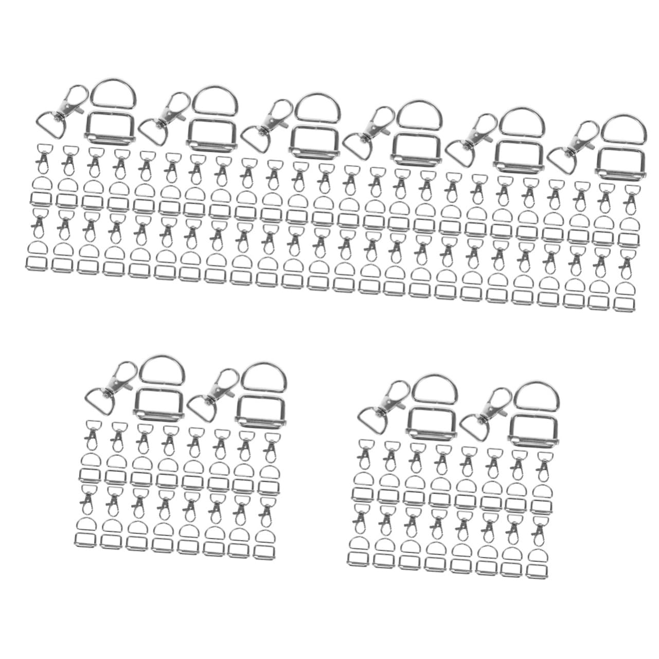 NUOBESTY 50 Pcs juego llavero hebillas para bolsos hecho a mano hardware cartera hebilla anillos en d hebilla caja Metal bolsas combinación Componente broche langosta