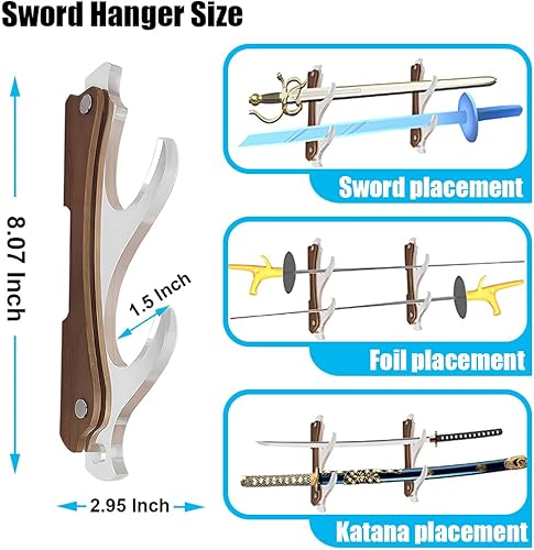 Miniatura 10 de Soporte de pared para espada, soporte de espada Katana para exhibición de pared, soporte de sable de luz para pared, soporte de pared para