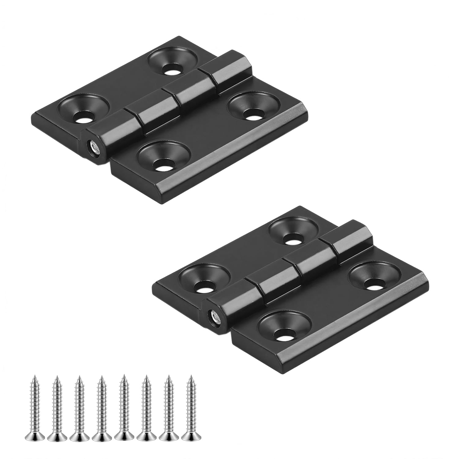Qrity 2 Pcs Black Folding Butt Hinges, 40 mm x 40 mm, Zinc Alloy Small Hinge, for Cupboards, Windows, Wardrobes and Chests