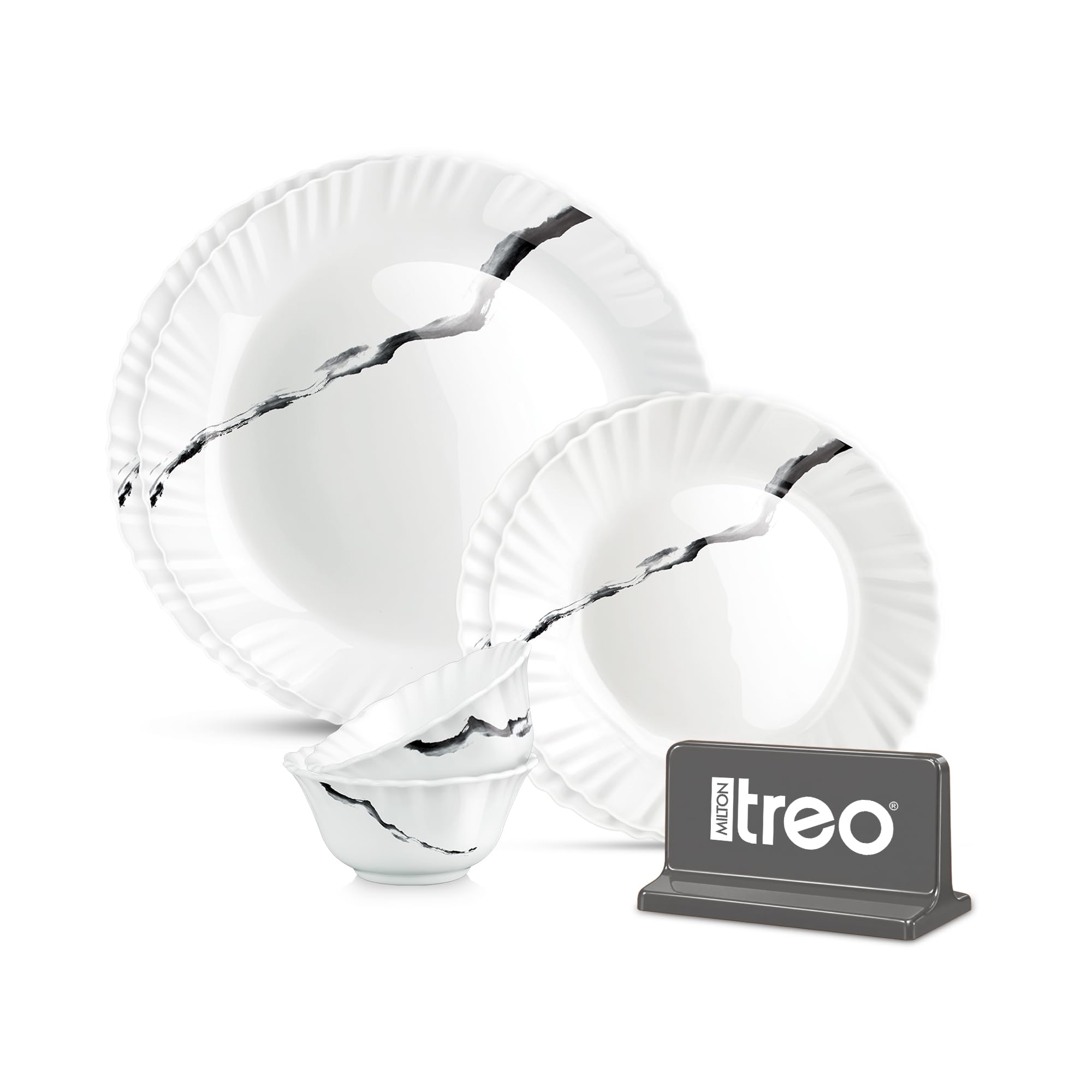 Treo Opalware Dinner Set - 6 Plates & Bowls -10 Treo Opalware Dinner Set - 6 Plates & Bowls -10
