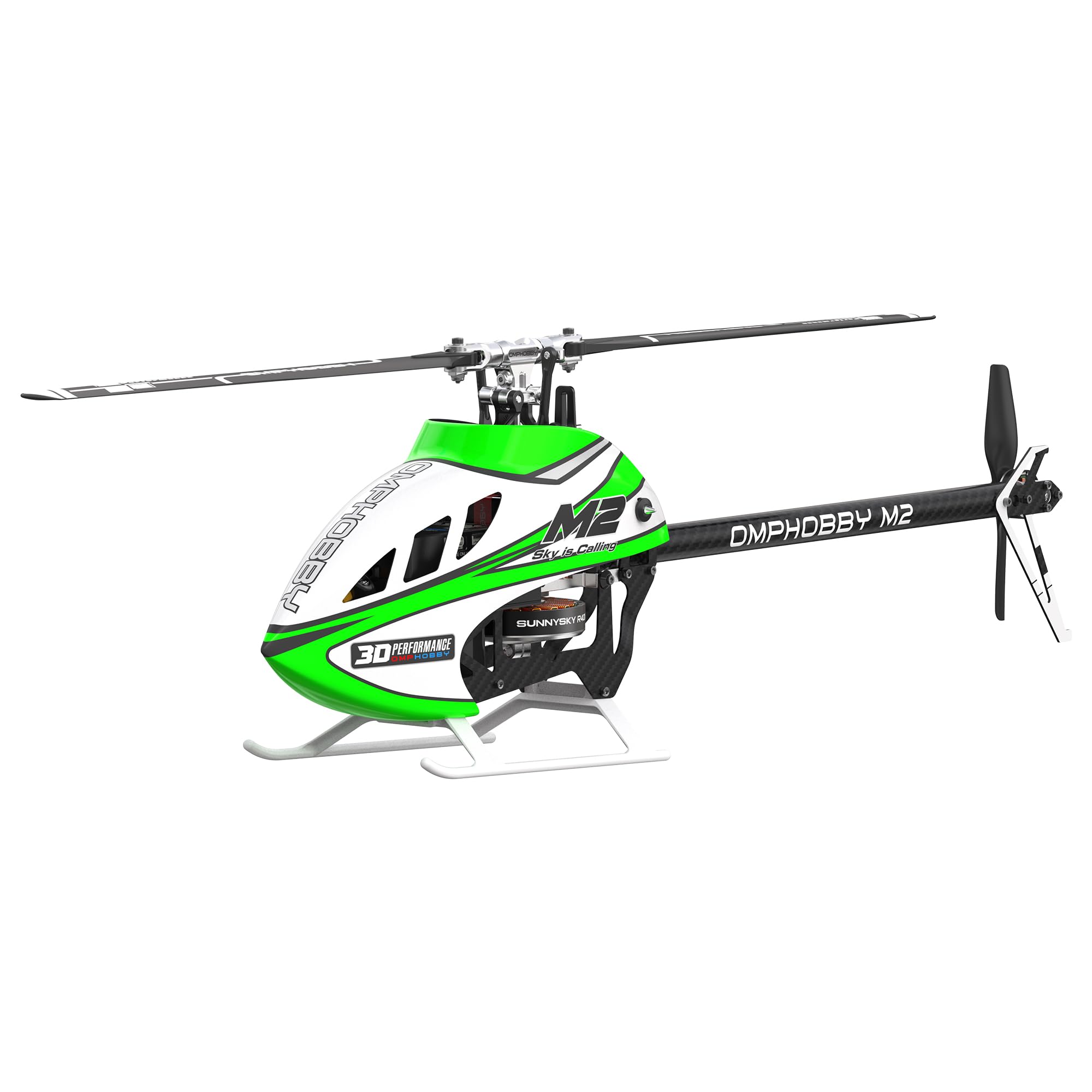 OMPHOBBY M2 V3 Sport BNF Hubschrauber – Hochleistungsfähig mit OFS3+ Flugcontroller, R40X-3 bürstenlosem Motor und ExpressLRS-Empfänger, Professioneller 6-Kanal 3D RC Helikopter für Erwachsene Grun