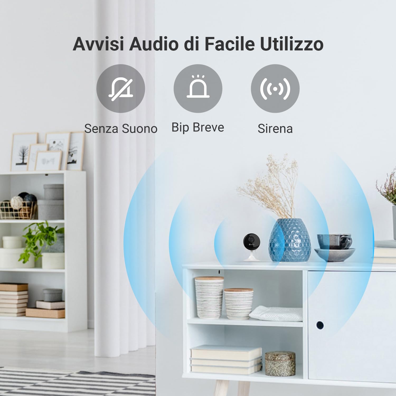 EZVIZ C1C Telecamera da Interno Wifi IP Camera 1080p Grandangolare visione notturna avviso movimento audio ad due vie grandangolare app mobile compatibile con Alexa confezione formato famiglia da 2