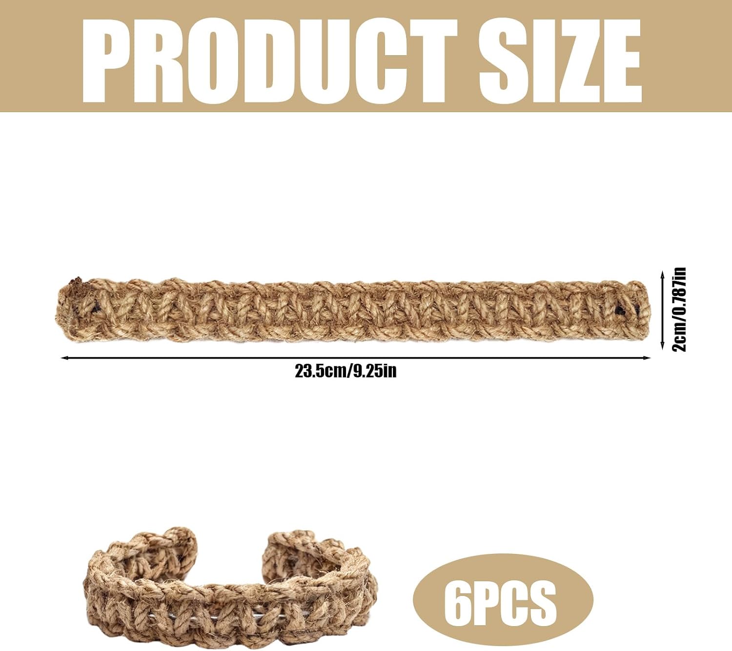 6 Pcs Braided Boho Curtain Tiebacks,Jute Rope Rustic Curtain Tie Backs