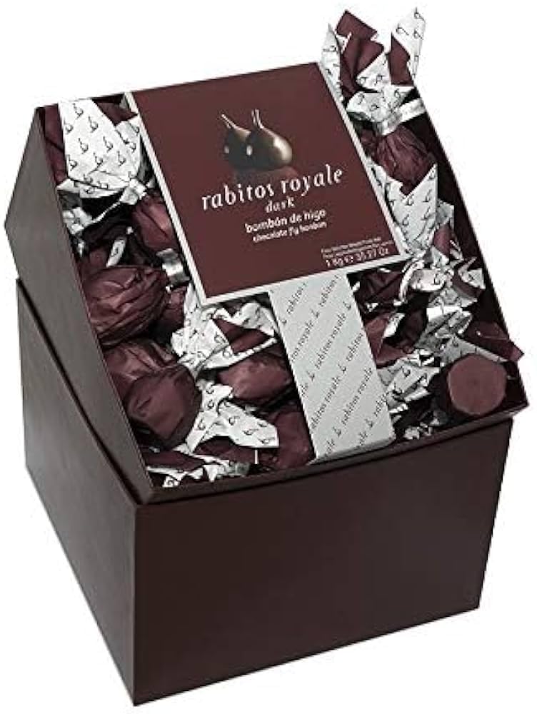 Rabitos Royale Chocolate Negro 1kg Formato Magnum - 58 Bombones de Higos Secos del Mediterráneo Rellenos Trufa Brandy, Receta Artesanal Desde 1989 Almoharín
