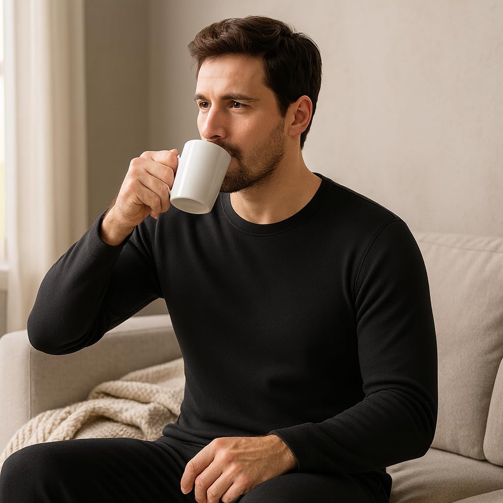Leedya Set 2-4 Maglia Termica Uomo con Polsino, Made in Italy – Maglia Intima Invernale Morbida e Traspirante con Manica Lunga in Caldo Cotone – Comfort e vestibilità Aderente – Taglie da S a 3XL