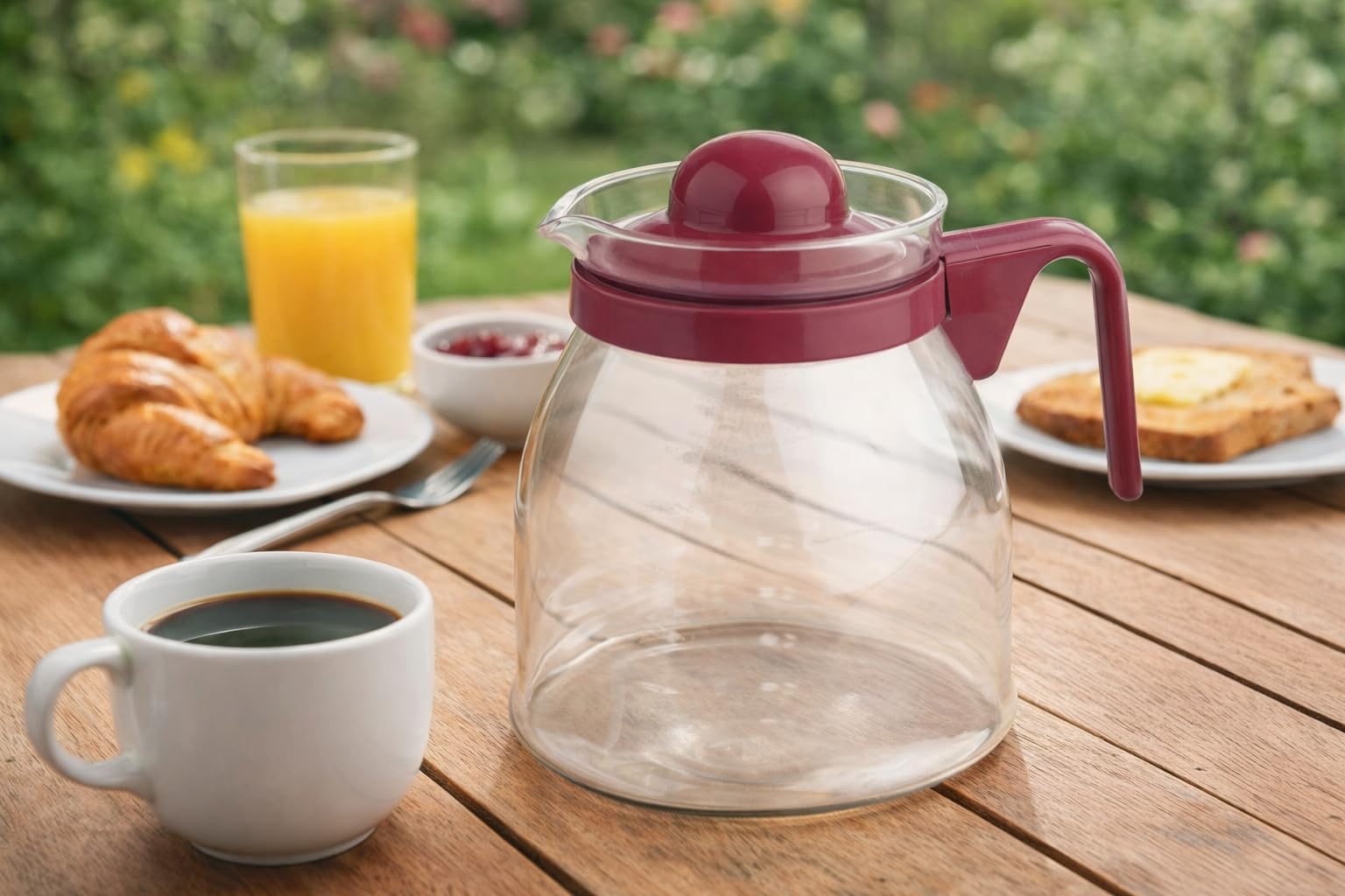 Caraffa in Vetro - Tazza Vetro Adatta per Microonde - Caraffa Sostitutiva con Manico e Coperchio - Brocca Latte con Coperchio - Teiera per Microonde - 1200 ml