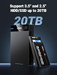 UGREEN Pièce jointe du disque dur pour 3.5 2.5 1 cm SATA SSD HDD, USB 3.0 à SATA III II I Externe SSD Cas avec 12V Adaptateur de puissance, 20TB Max, Conception libre d'outils