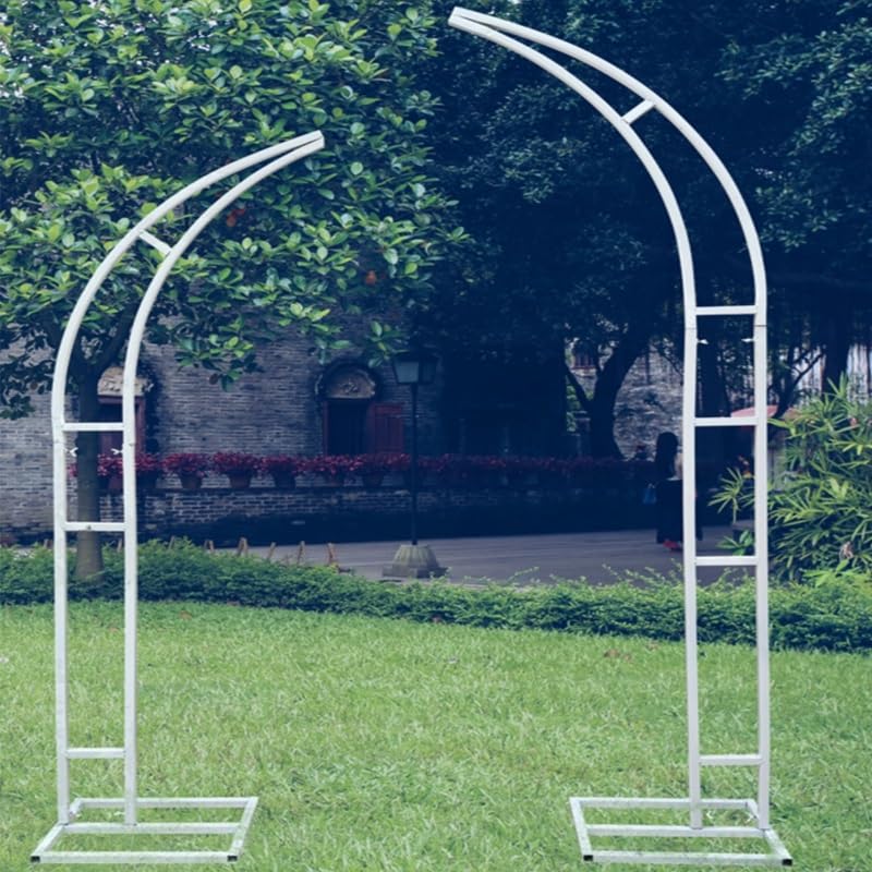 Zestaw 2 białych metalowych zakrzywionych ramek na łuk ślubny, stojak na tło balonowe na ceremonię, przyjęcie, urodziny, rocznicę, baby shower, 210 cm i 240 cm, dekoracja do wewnątrz/na